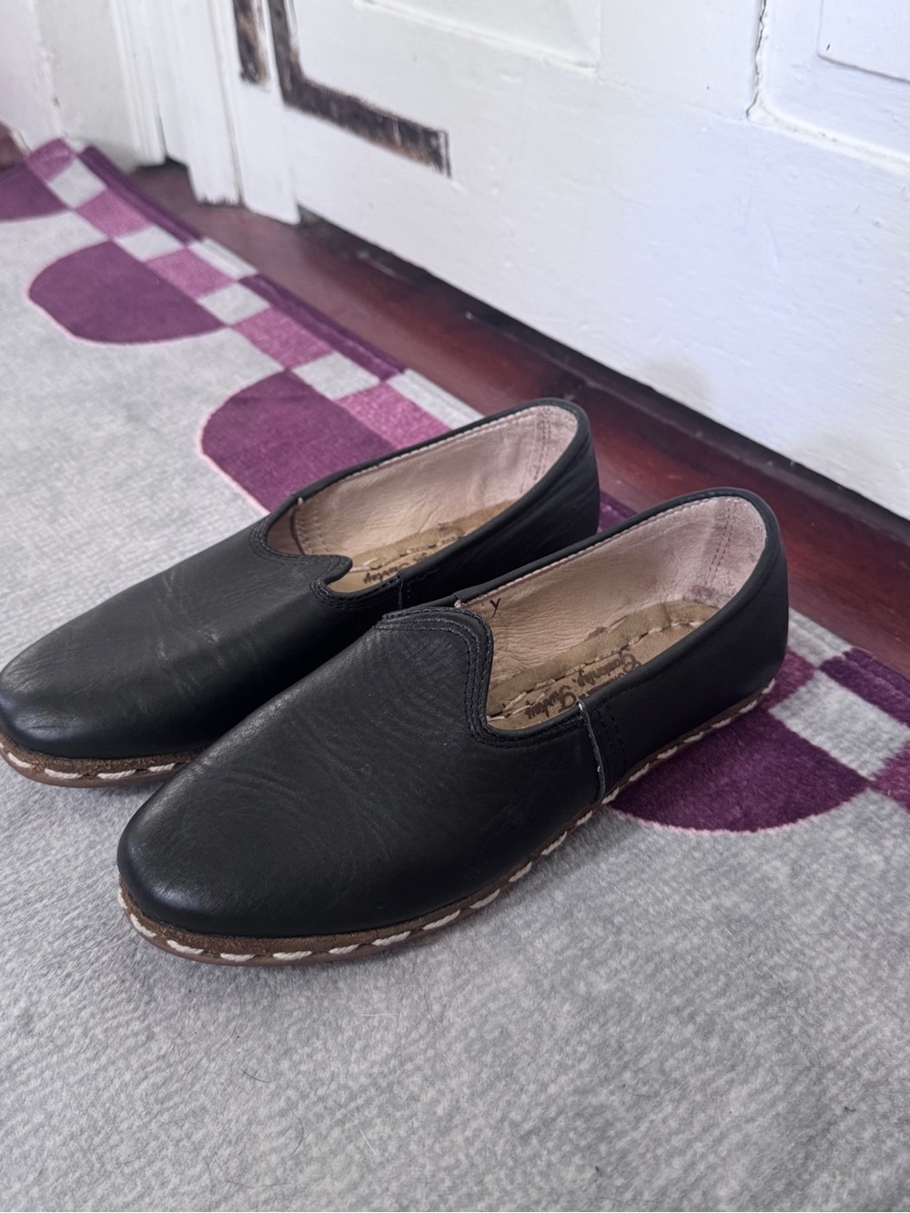 Sabah Beirut Black Leather Handmade Slip-On Flat EU 36 Gaziantep Turkey - Picture 4 of 9